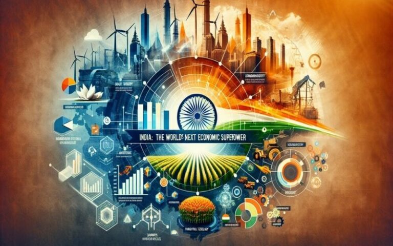 An artwork depicting the economic prowess of India