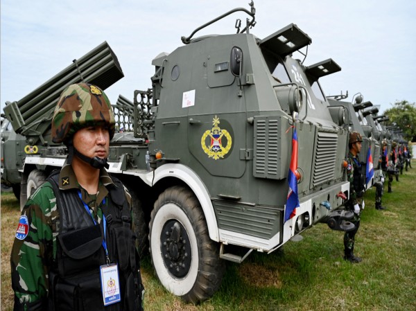 Cambodian Military in Battle-Ready Position 