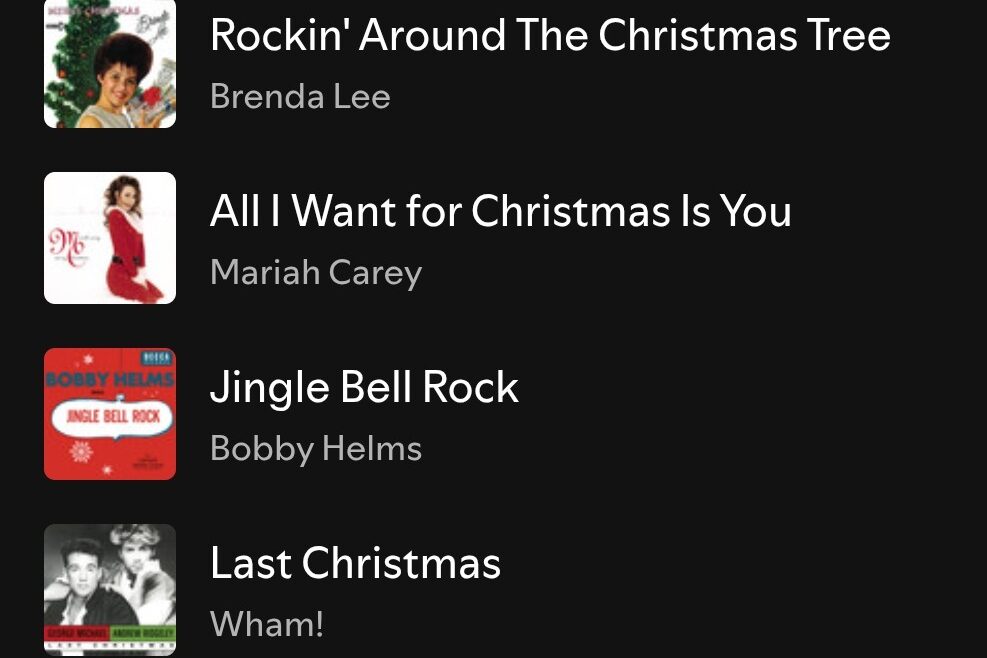 US Spotify Charts is dominated by Christmas hits