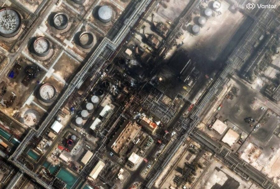 Satellite Image of Destroyed Oil Refinery of Saudi