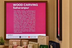 Display about the traditional art of Saharanpur wood craft.