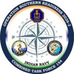 The official emblem for Operation Southern Readiness 2026-2 featuring the Indian Navy and Combined Task Force 154.