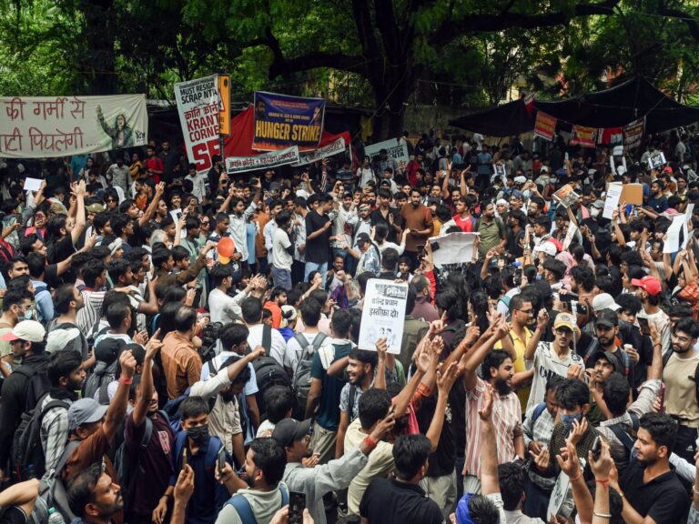 Cockroach Janta Party (CJP) supporters during the ongoing protest as Delhi High Court orders CCTVs preservation.