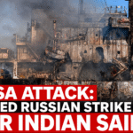 Burned ship following an alleged Russian strike that killed four Indian Sailors during the Odesa attack.