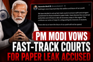 PM Modi announces fast-track courts for paper leak cases.