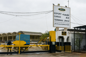 Cargo Complex entrance at Jinnah International Airport in Karachi after the Karachi Plane Crash involving a K2 Airways Boeing 737 cargo aircraft. (Source: Reuters)
