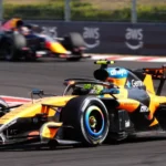 McLaren Formula 1 car competes during the Hungarian Grand Prix at the Hungaroring circuit.