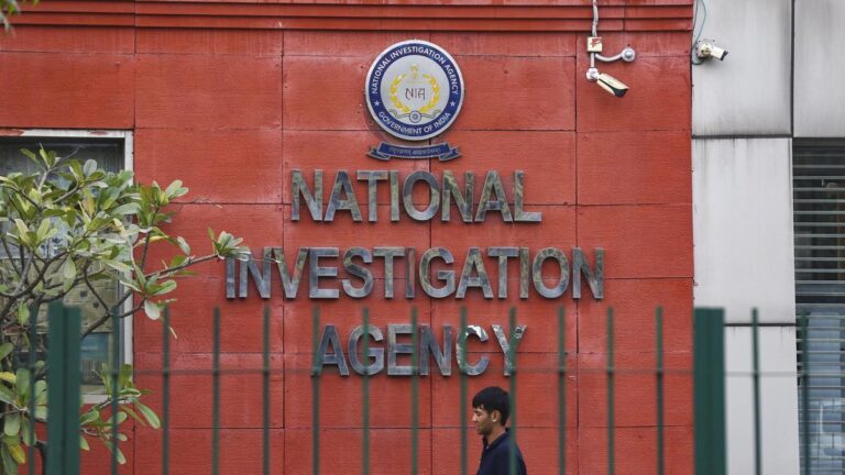 The National Investigation Agency's building signage, seen in New Delhi.
