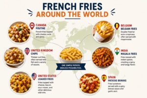 Different types of french fries around the world.