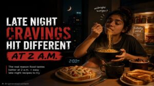 A person eating noodles giving in to late night cravings.