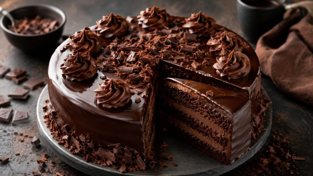 A chocolate truffle cake for international cake day.