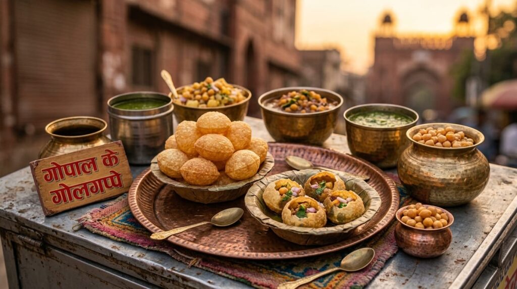 Pani puri: an iconic staple of Delhi street food.