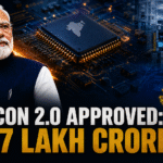 A graphic representation of Narendra Modi approving semicon 2.0.