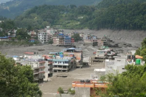 Scene from the affected area during the Nepal floods.