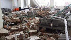 Damaged buildings after the Indonesia earthquake in Flores.