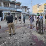 Swat Valley suicide bombing scene following an anti-militant rally in Pakistan.