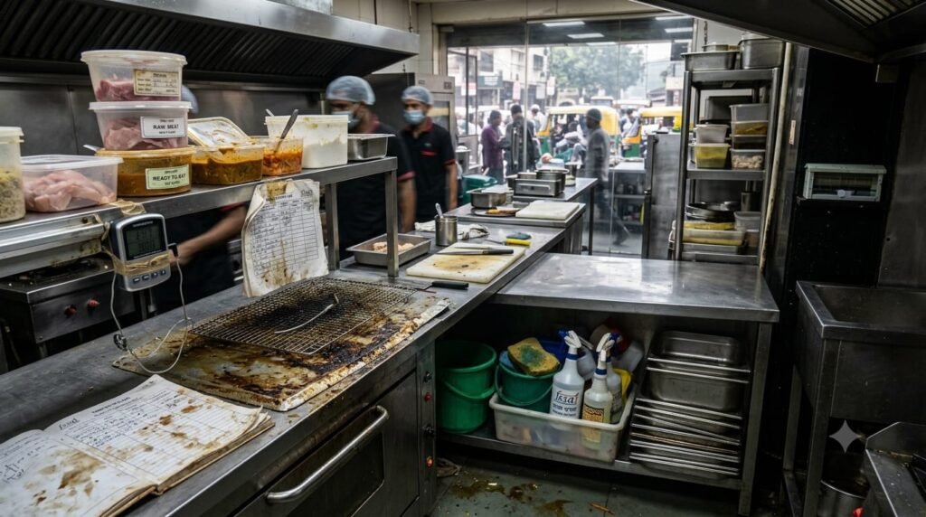 Food inspections inside the kitchens.