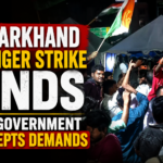 Jharkhand hunger strike protesters celebrate in Ranchi after JSSC-CGL exam cancellation.