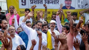 Bankipur Bypoll Results: Jan Suraaj workers celebrate Prashant Kishor's Bankipur bypoll win in Patna.
