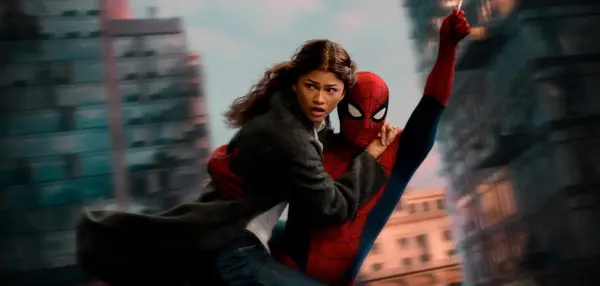 Spider-Man carries MJ home.