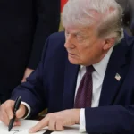 President Donald Trump signs an executive order to secure the US power grid.