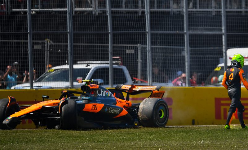 image Norris out of the race as the two McLaren's collide